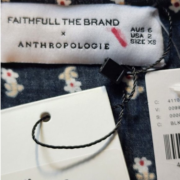 Faithful the Brand Anthropologie Black La Terrace Print Wrap Blouse Shirt Top XS - Picture 9 of 16